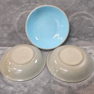 Harkerware Stone China Blue Mist 5.25 Inch Fruit Bowl Set Of 3 Vintage